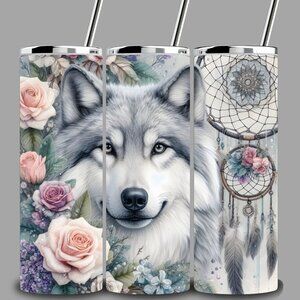 Wolf With Dreamcatcher 20 oz Tumbler